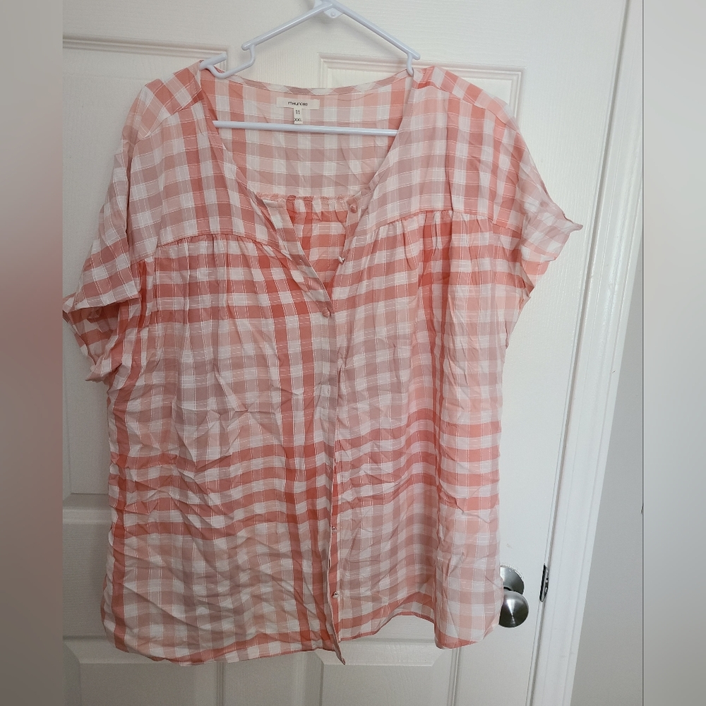 Maurices Punk and White Checkered Blouse